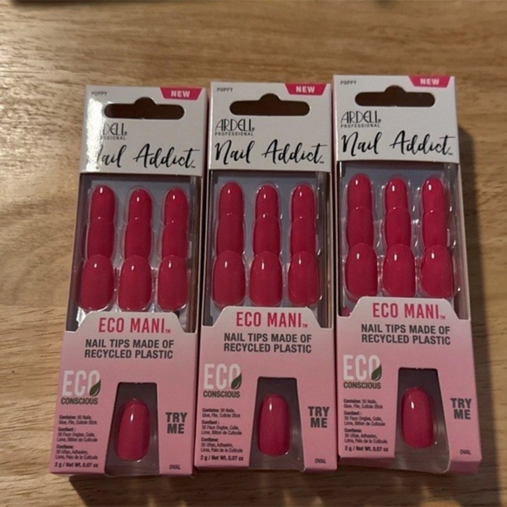 Ardell Nail Addict Eco Mani Nail Tips Poppy Pink Oval 30 Count 3 Pack 58636 - Picture 5 of 14